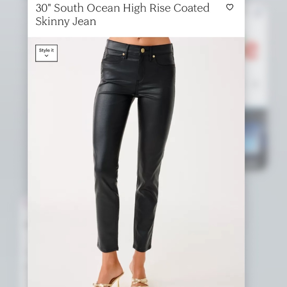 Lily Pulitzer - High Rise Black Coated Skinny Jean - Size 4 - Orig $188